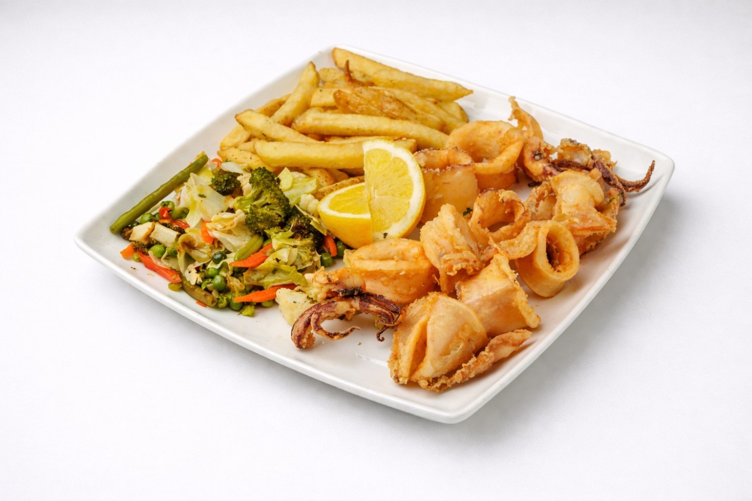 Жареный свежий кальмар